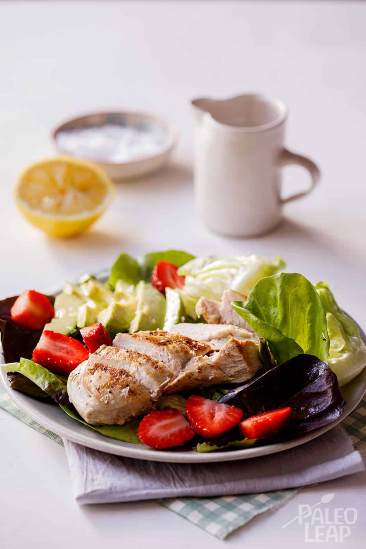 Grilled Chicken with Strawberry and Avocado Salad