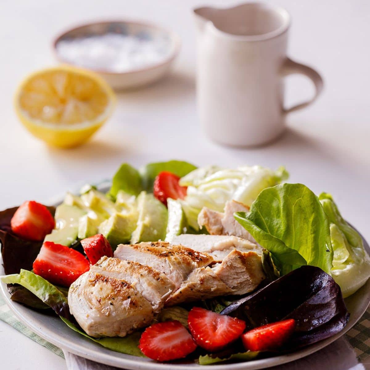 Grilled Chicken with Strawberry and Avocado Salad Featured