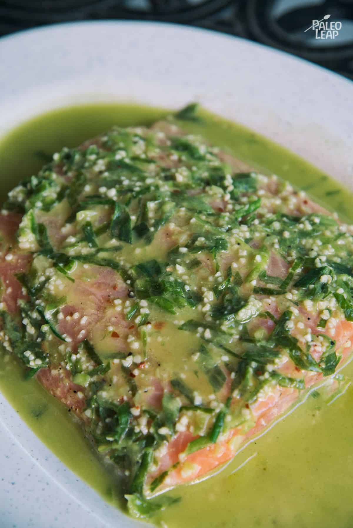 Grilled Cuban-Style Salmon with Jalapeno Avocado Salsa Recipe Preparation