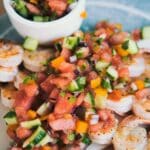 Grilled Garlic Shrimp Skewers with Watermelon Salsa Recipe