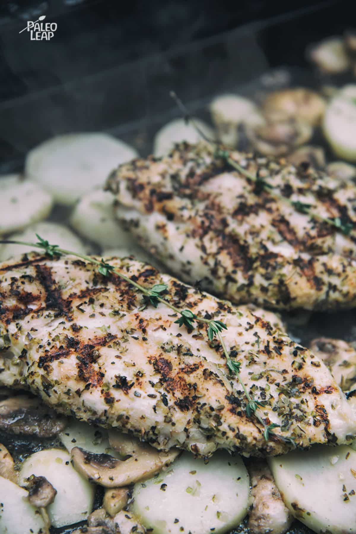 Grilled Garlic and Herb Chicken and Potatoes Recipe Preparation