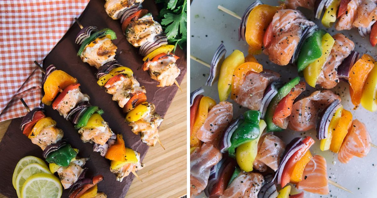 Grilled Salmon And Bell Pepper Skewers Recipe | Paleo Leap