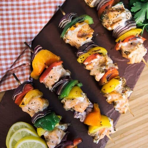 Grilled Salmon And Bell Pepper Skewers Recipe