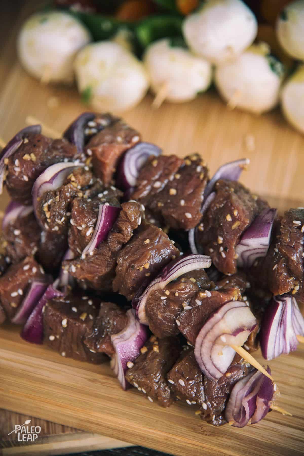 Grilled Asian-Balsamic Steak Skewers Recipe Preparation