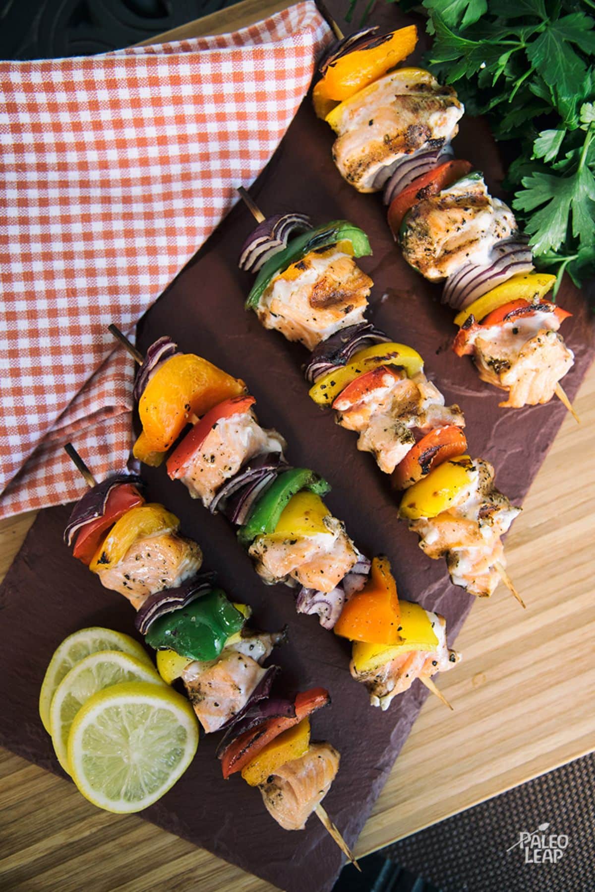 Grilled Salmon And Bell Pepper Skewers