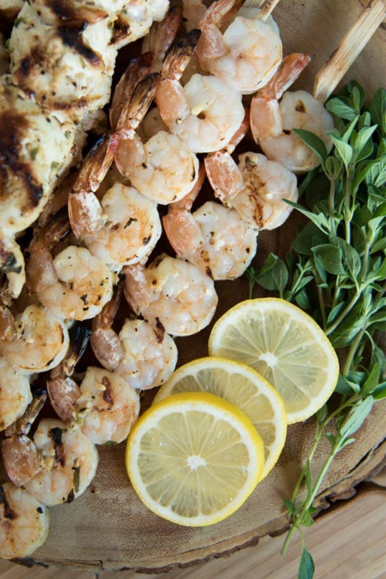 LemonOregano Shrimp And Chicken Skewers Recipe Paleo Leap