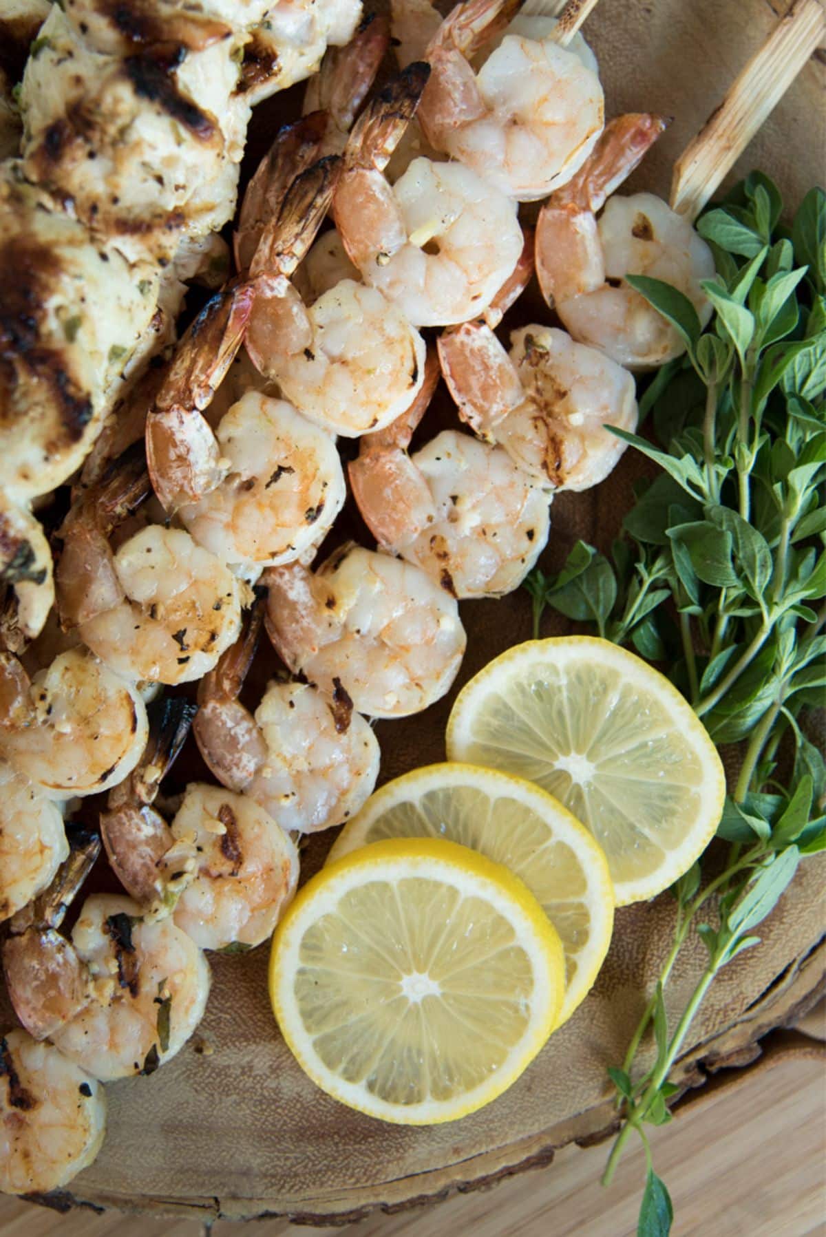 Lemon-Oregano Shrimp And Chicken Skewers Recipe Preparation
