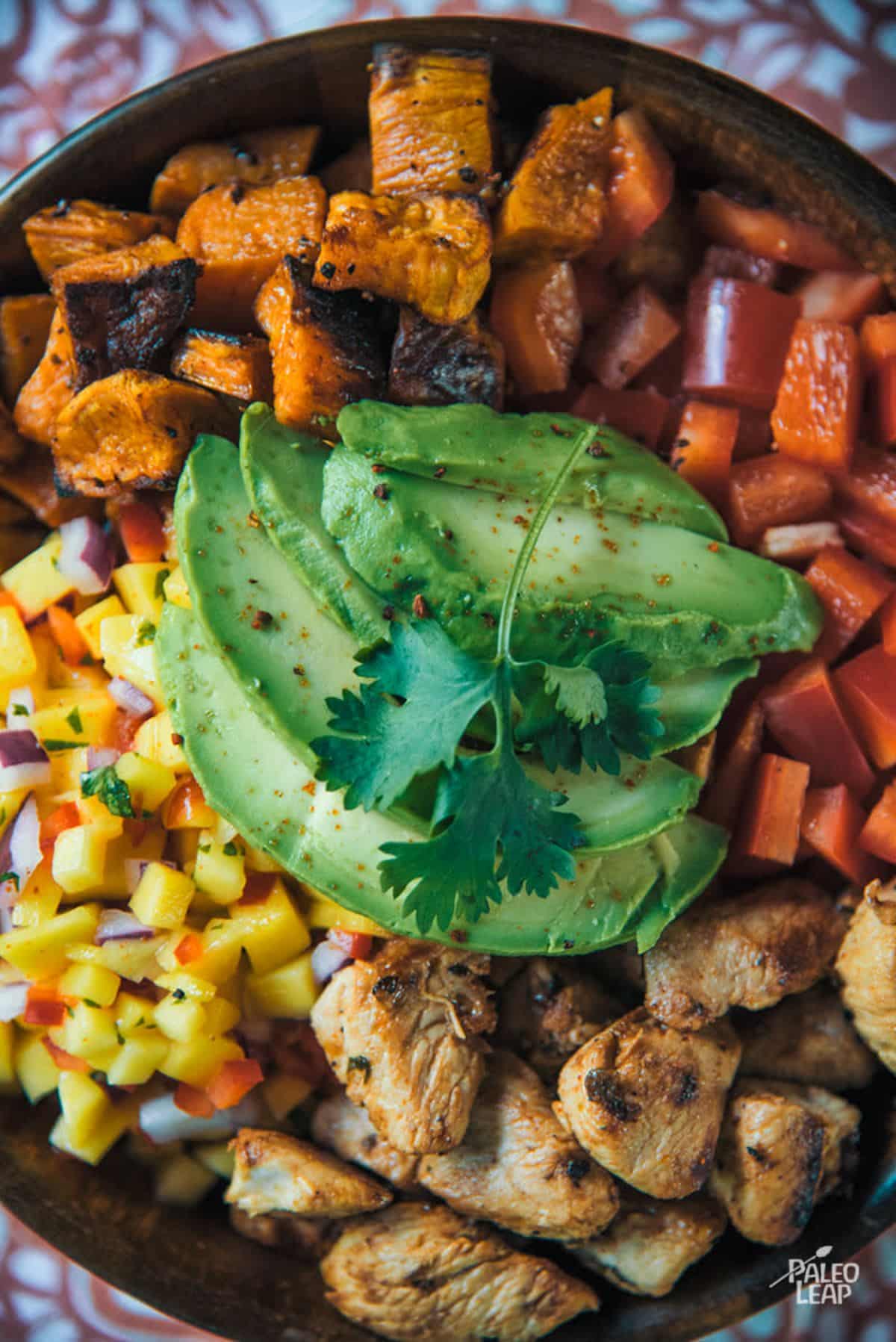 Chicken Fajita Bowl with Mango Salsa