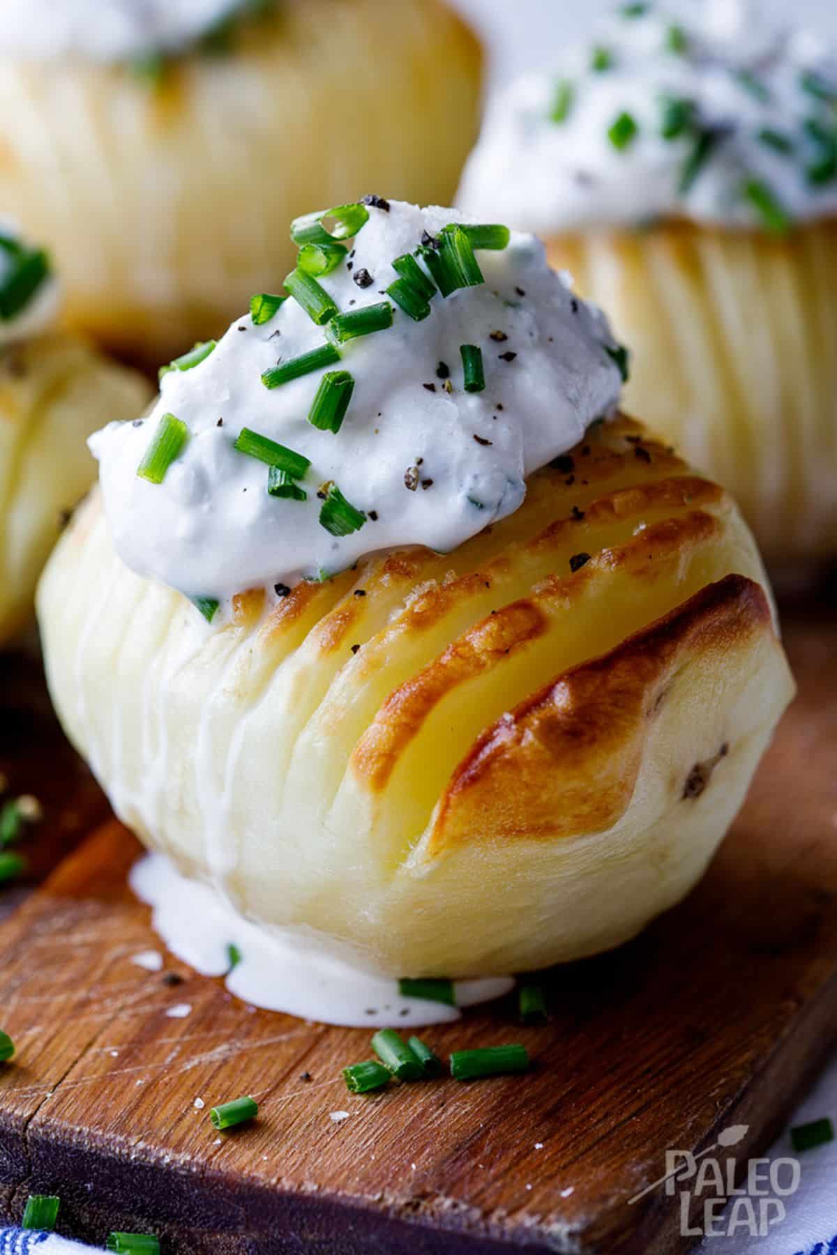 Hasselback Potatoes With Paleo Sour Cream