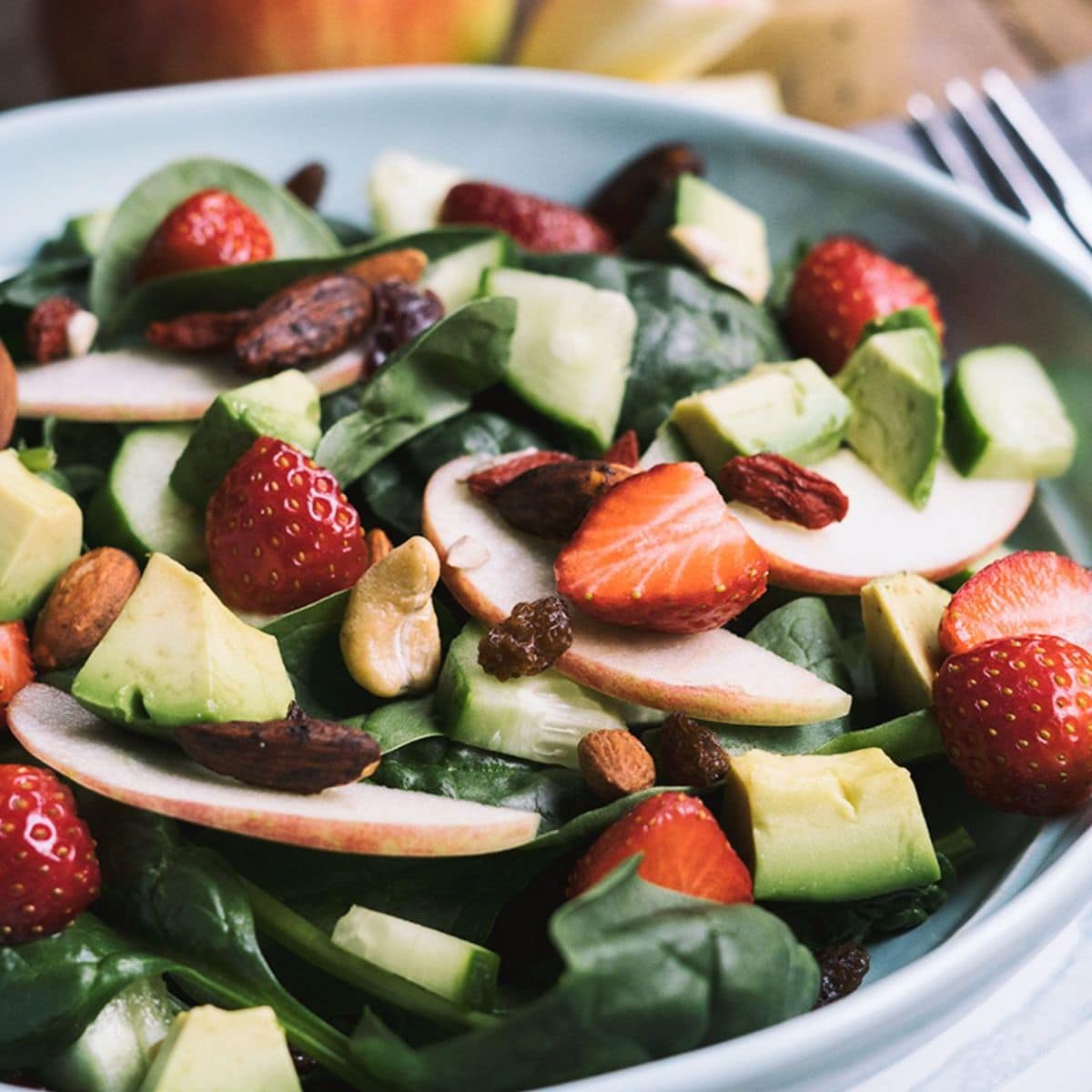 Strawberry, Apple And Avocado Salad Featured