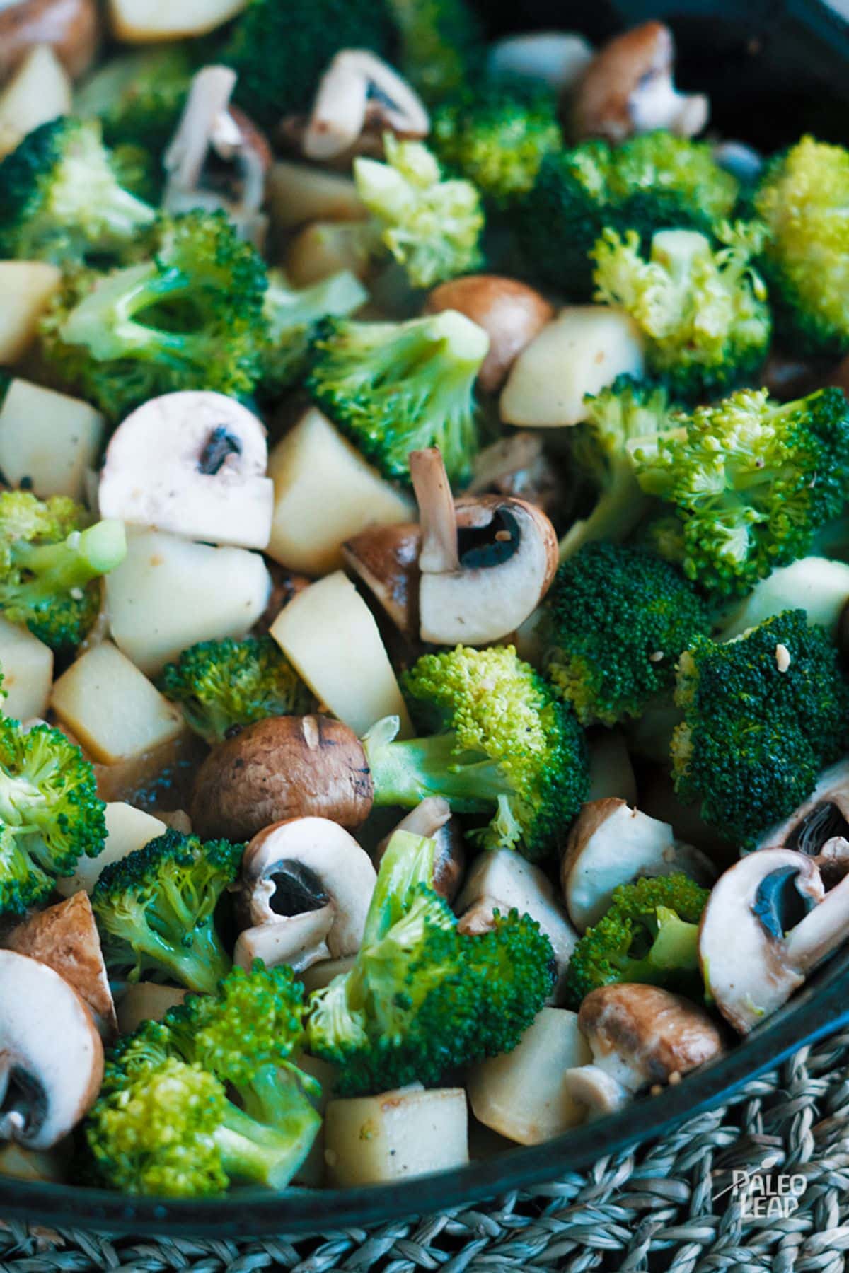 Beef, Broccoli, And Potato Skillet preparation.