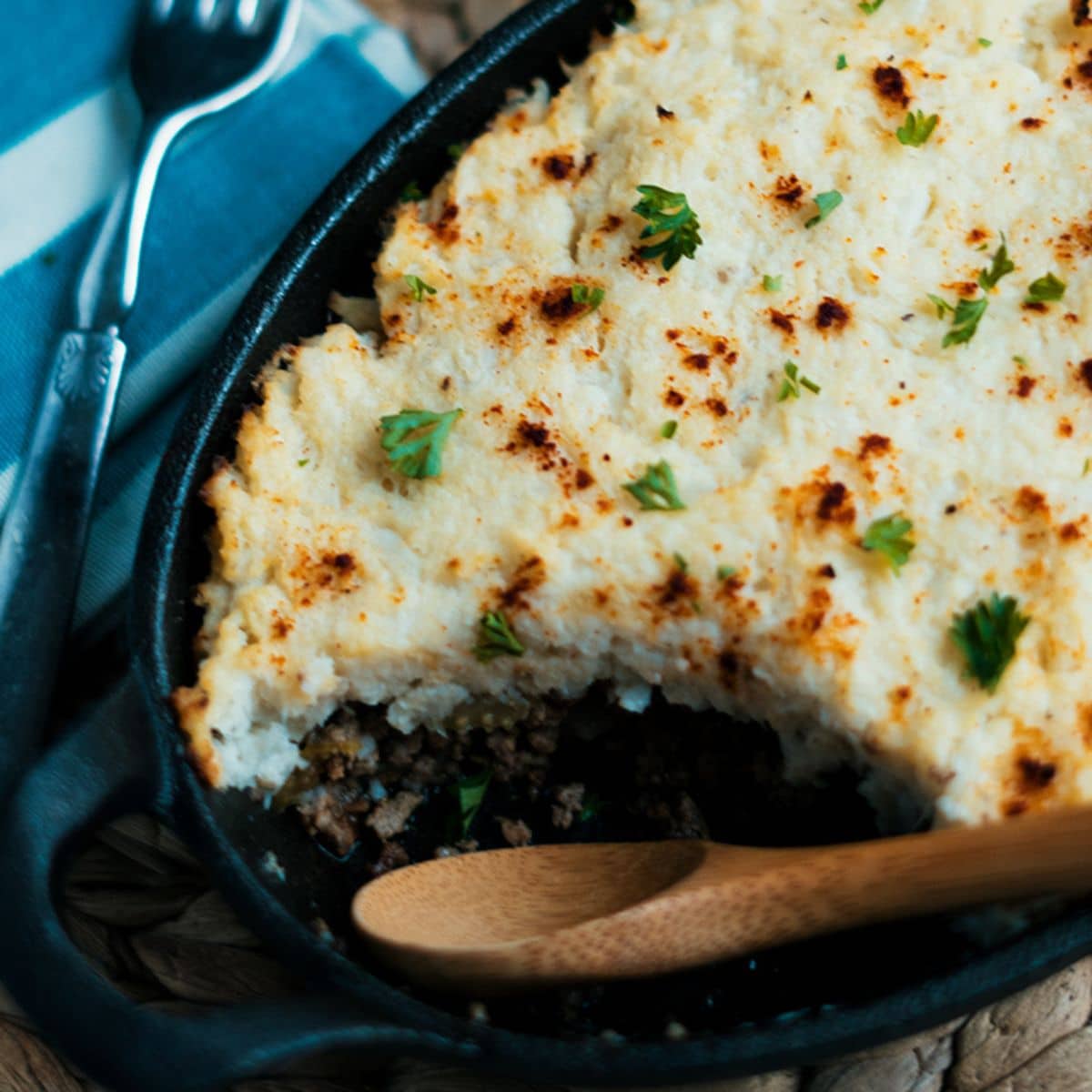 Cauliflower Shepherd's Pie in a casserole.