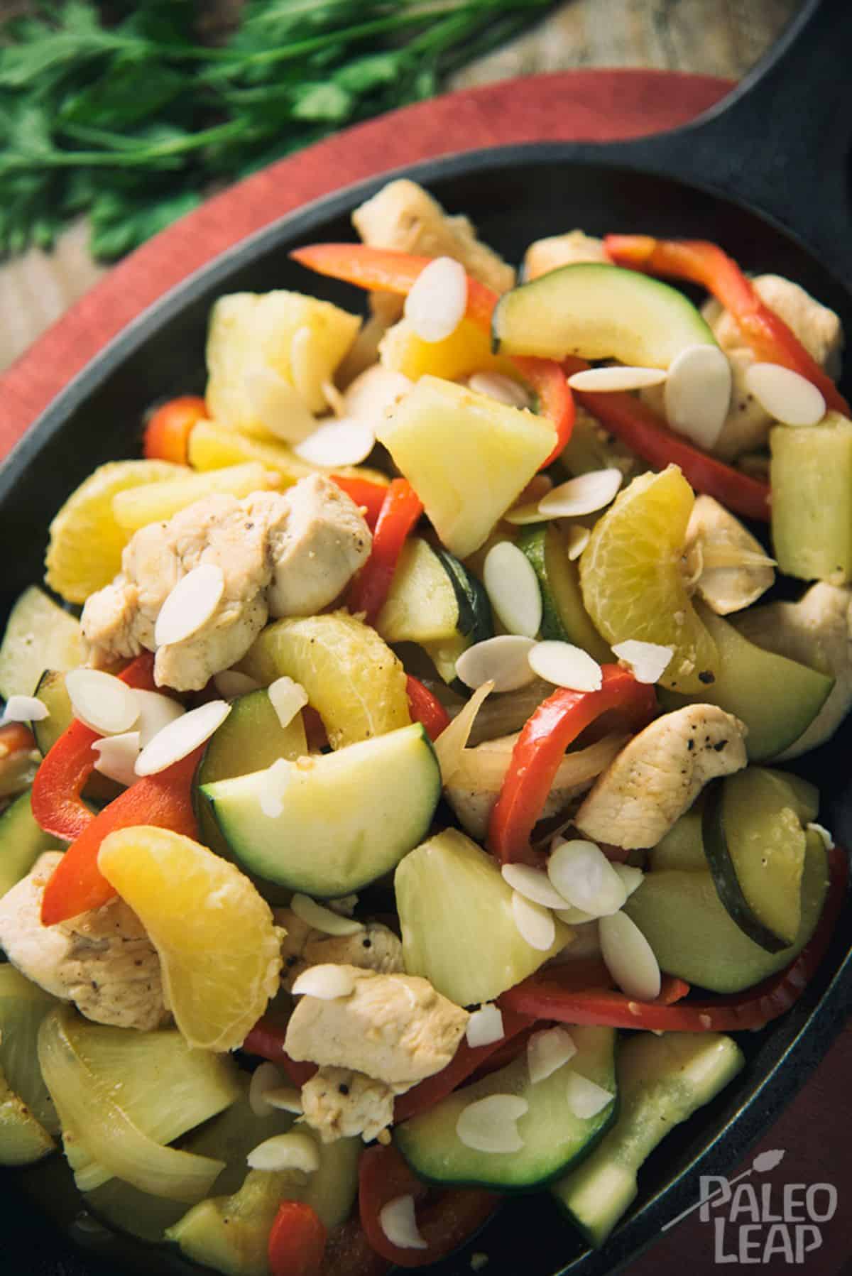 Tropical Chicken Stir-Fry in a pan.