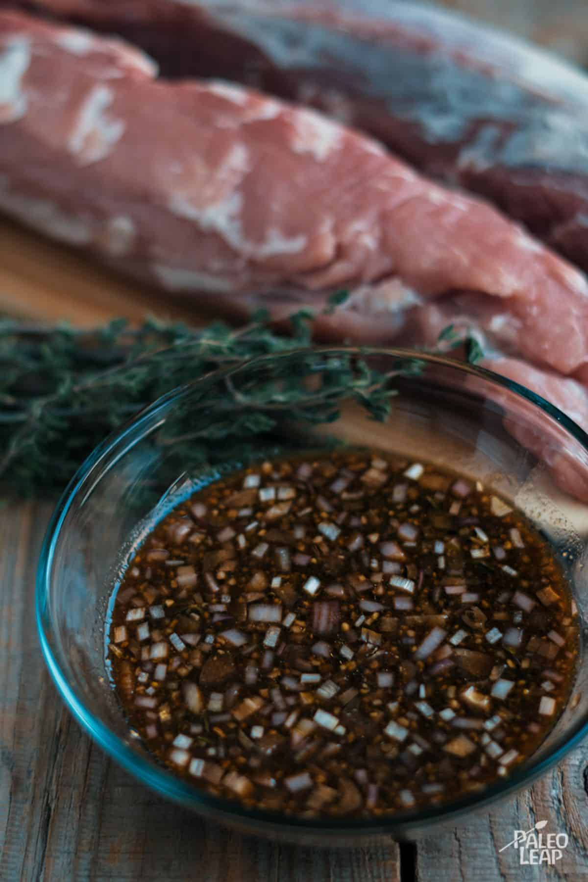 Pork Tenderloin With Maple Balsamic Sauce preparation.