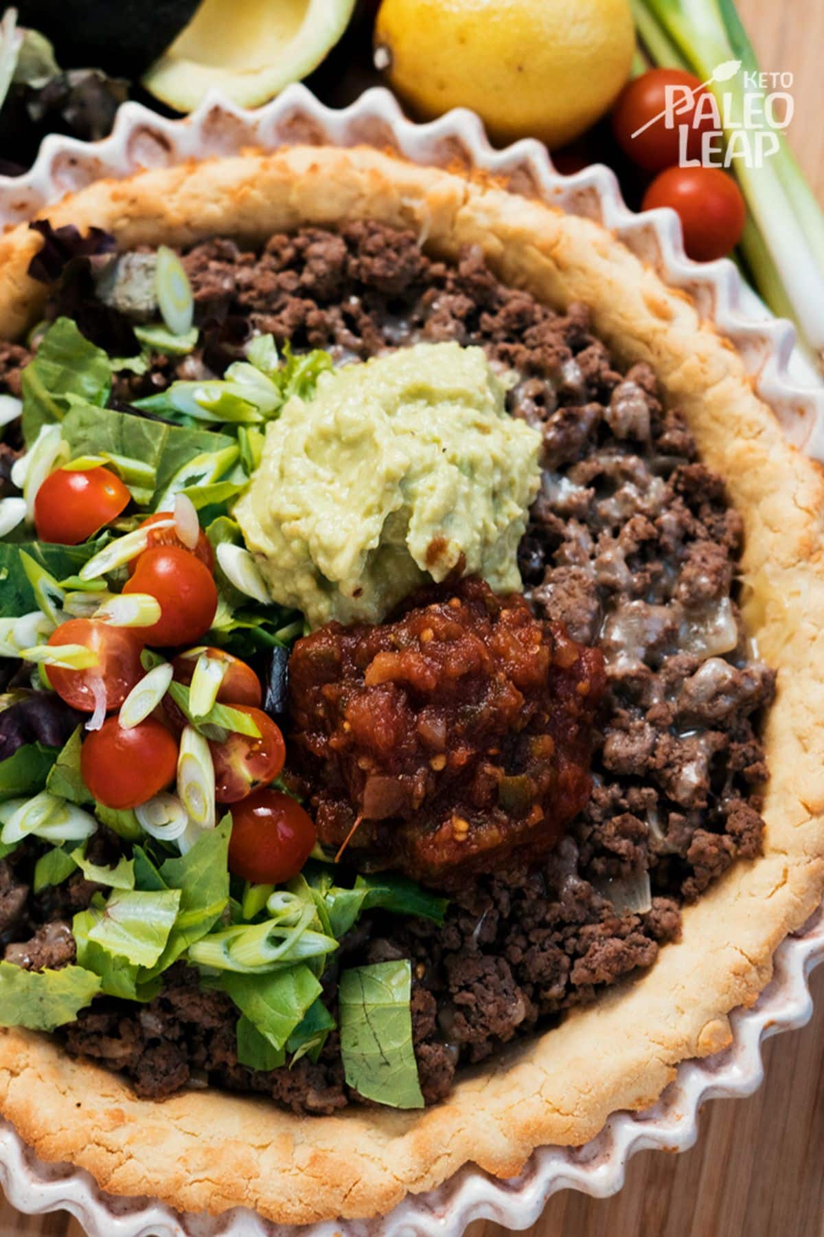 Keto Taco Pie in a mold.