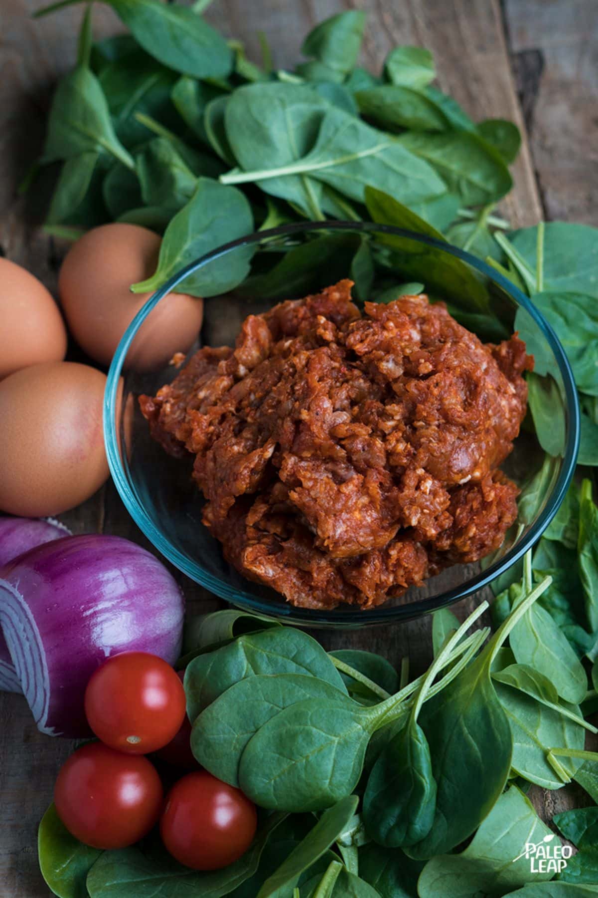 Chorizo And Spinach Omelette preparation.