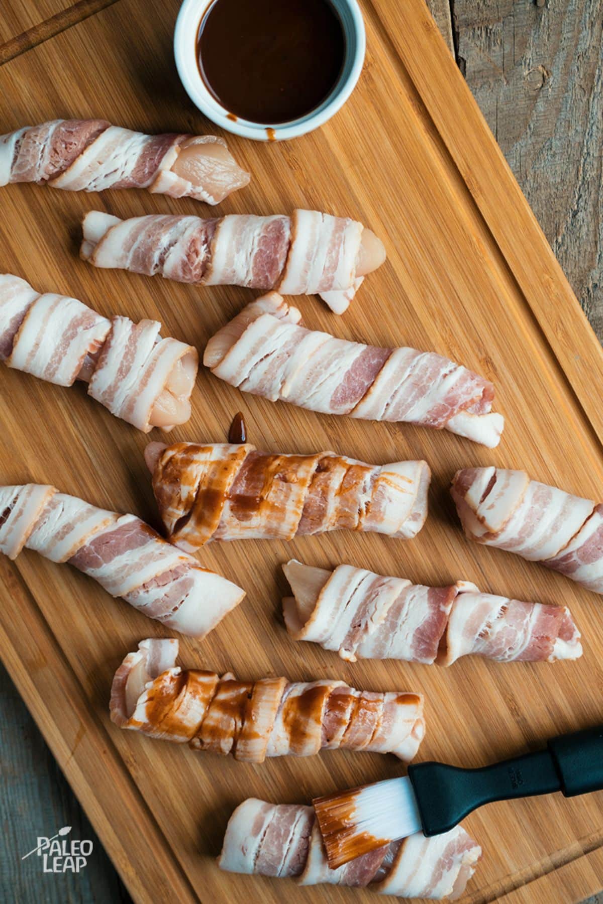 Bacon Wrapped Chicken Tenders preparation.