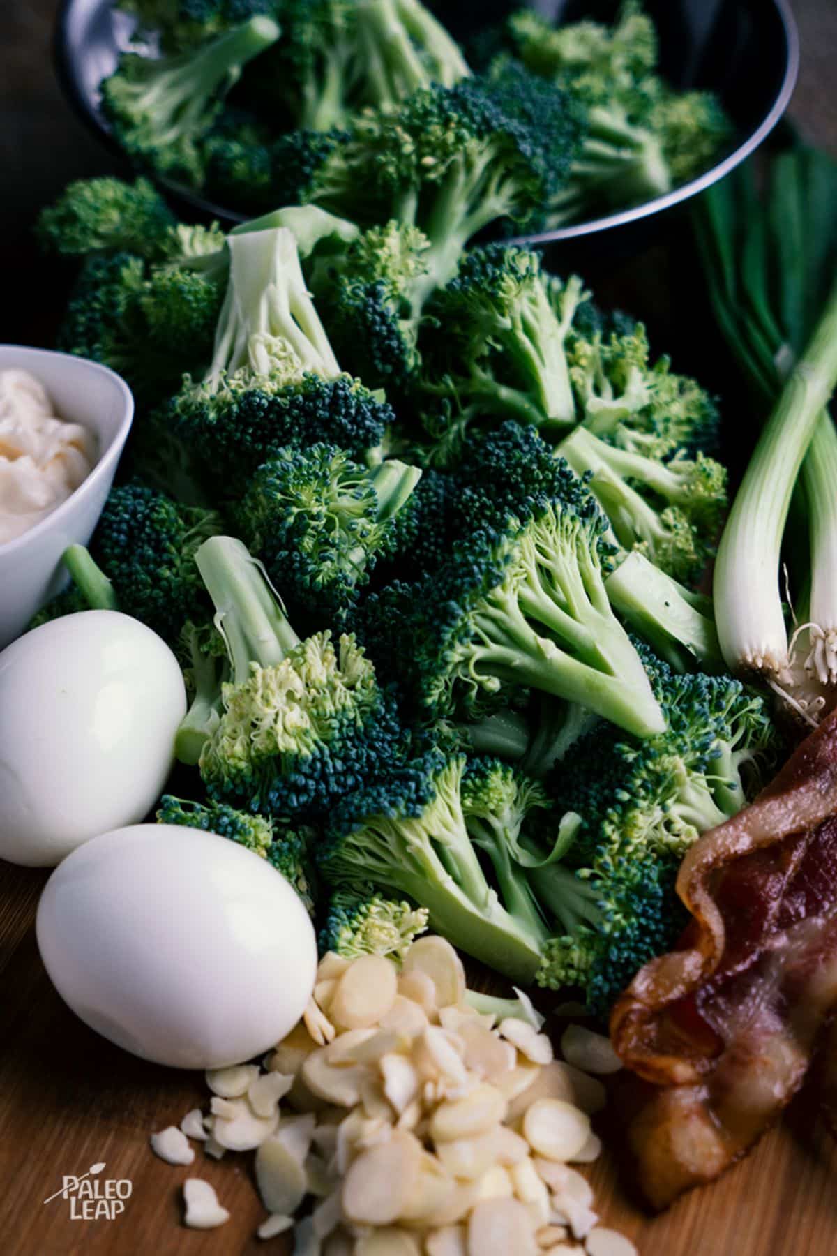 Broccoli and Egg Salad preparation.