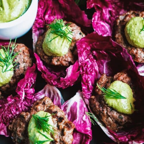 Grilled Lamb Burgers With Avocado Sauce