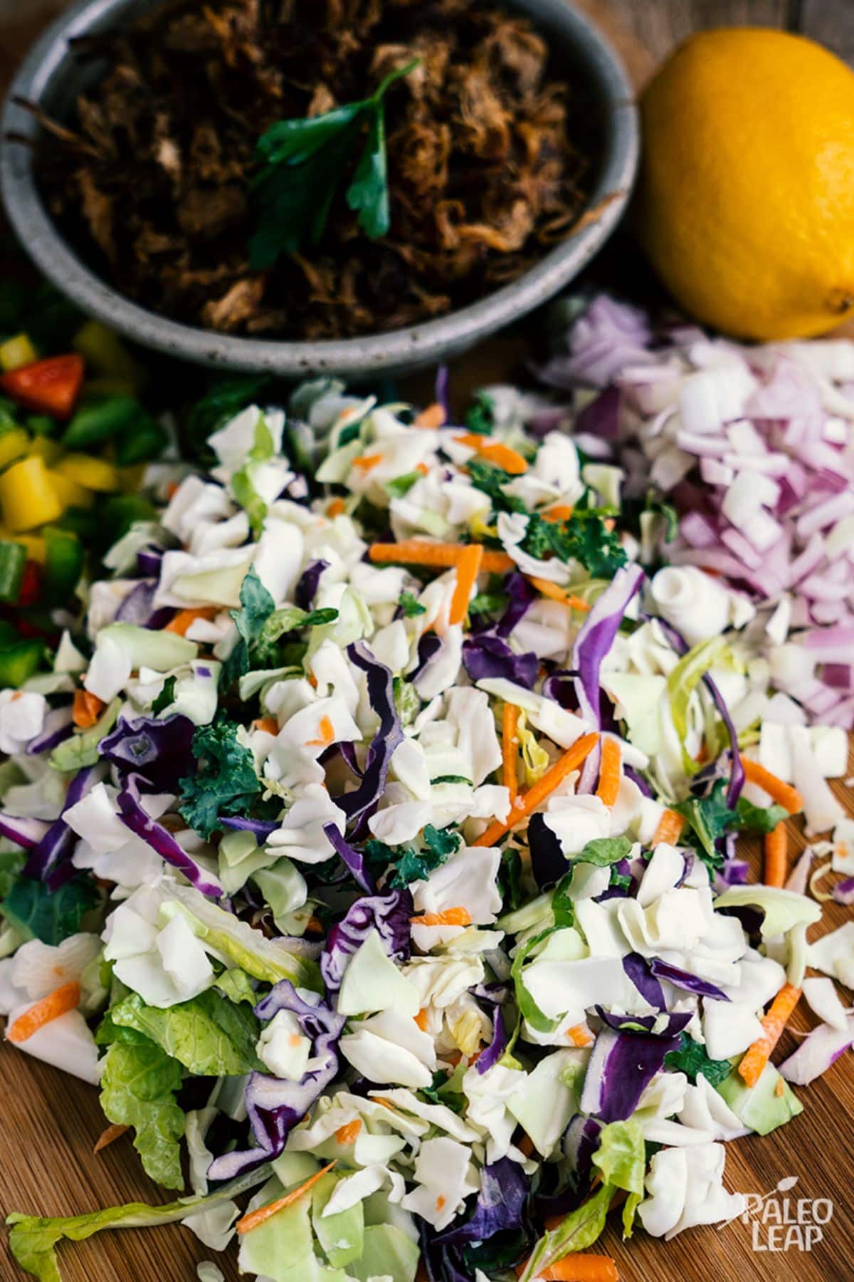 Southwest Pulled Pork Salad preparation.