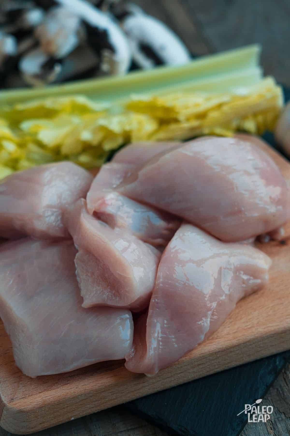 Country Style Chicken And Mushrooms preparation.