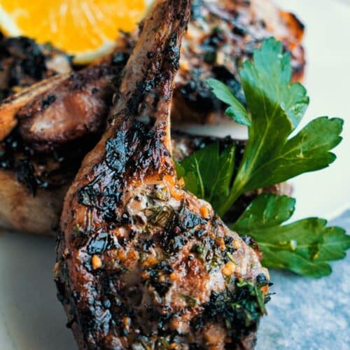 Garlic And Herb Lamb Chops on a table.