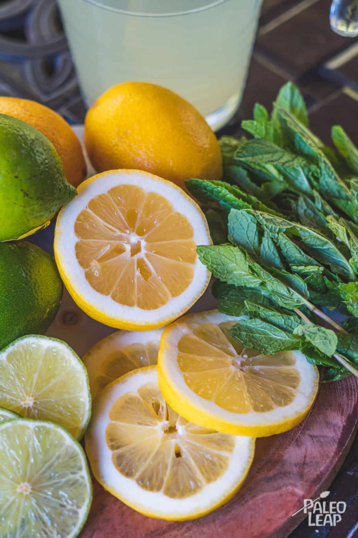 Mint And Citrus Water preparation.
