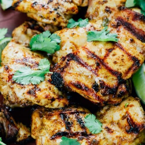 Grilled Coconut-Lime Chicken on a table.