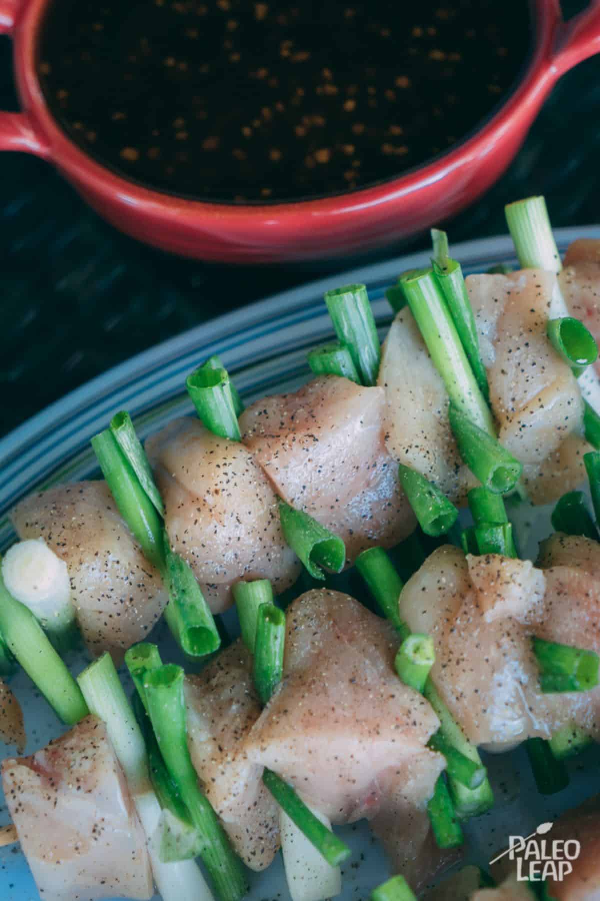 Yakitori-Style Chicken Skewers Recipe preparation.