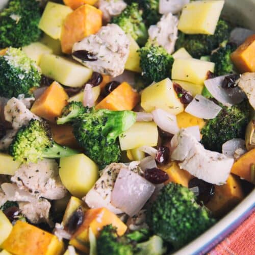 Simple Chicken with Winter Vegetables in a baking pot.