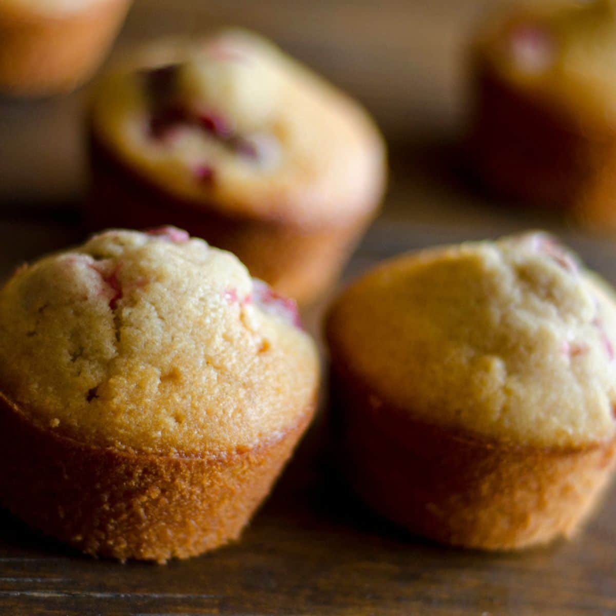 Paleo Cranberry Muffins on a wooden table.