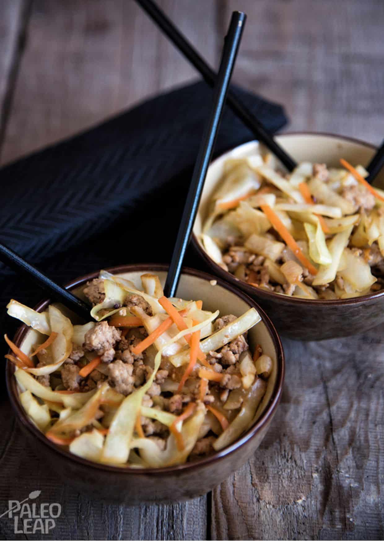 Egg Roll Skillet in two pans.
