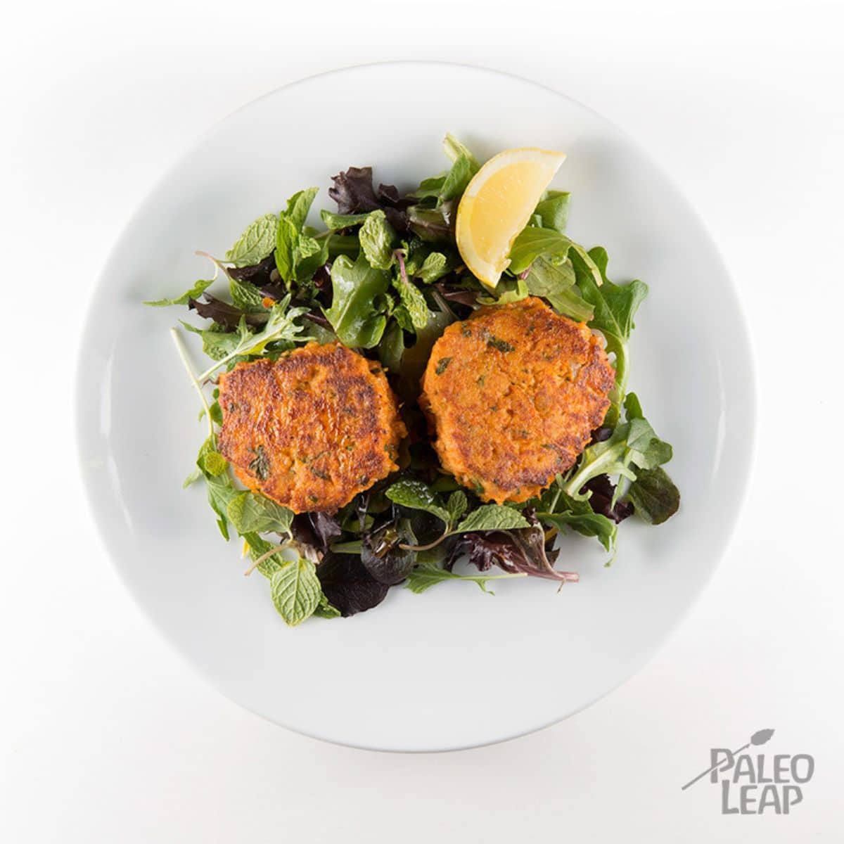 Canned Salmon Fish Cakes on a white plate.