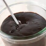 chocolate sauce in a glass