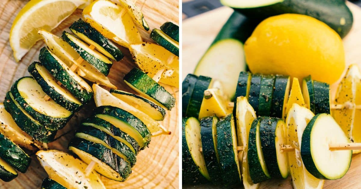 Zucchini Skewers - Zucchini Ribbon Skewers with Lemon Garlic Butter