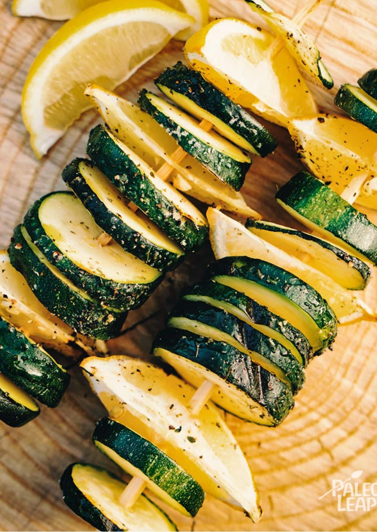 Zucchini Skewers - Zucchini Ribbon Skewers with Lemon Garlic Butter