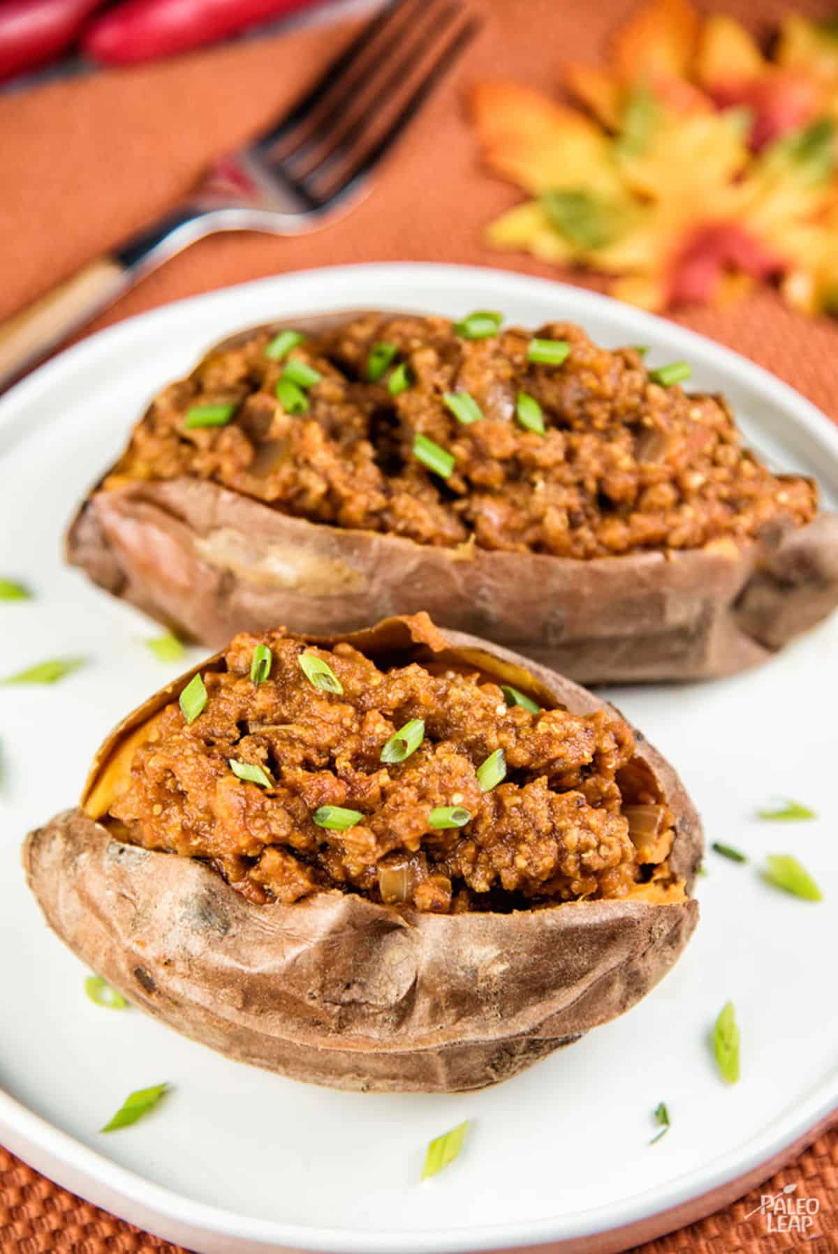 Pumpkin Sloppy Joes served on a white plate