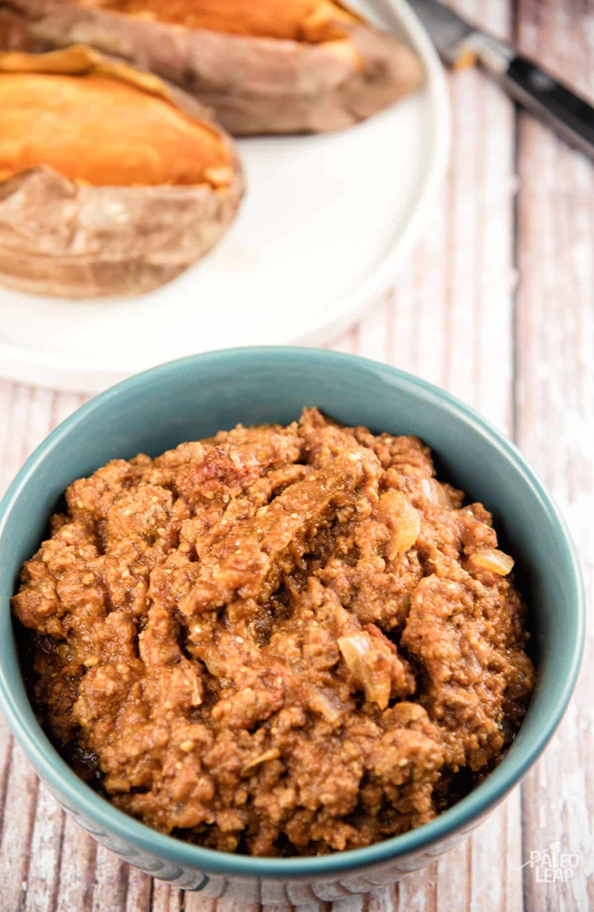 Pumpkin Sloppy Joes in a teal dish