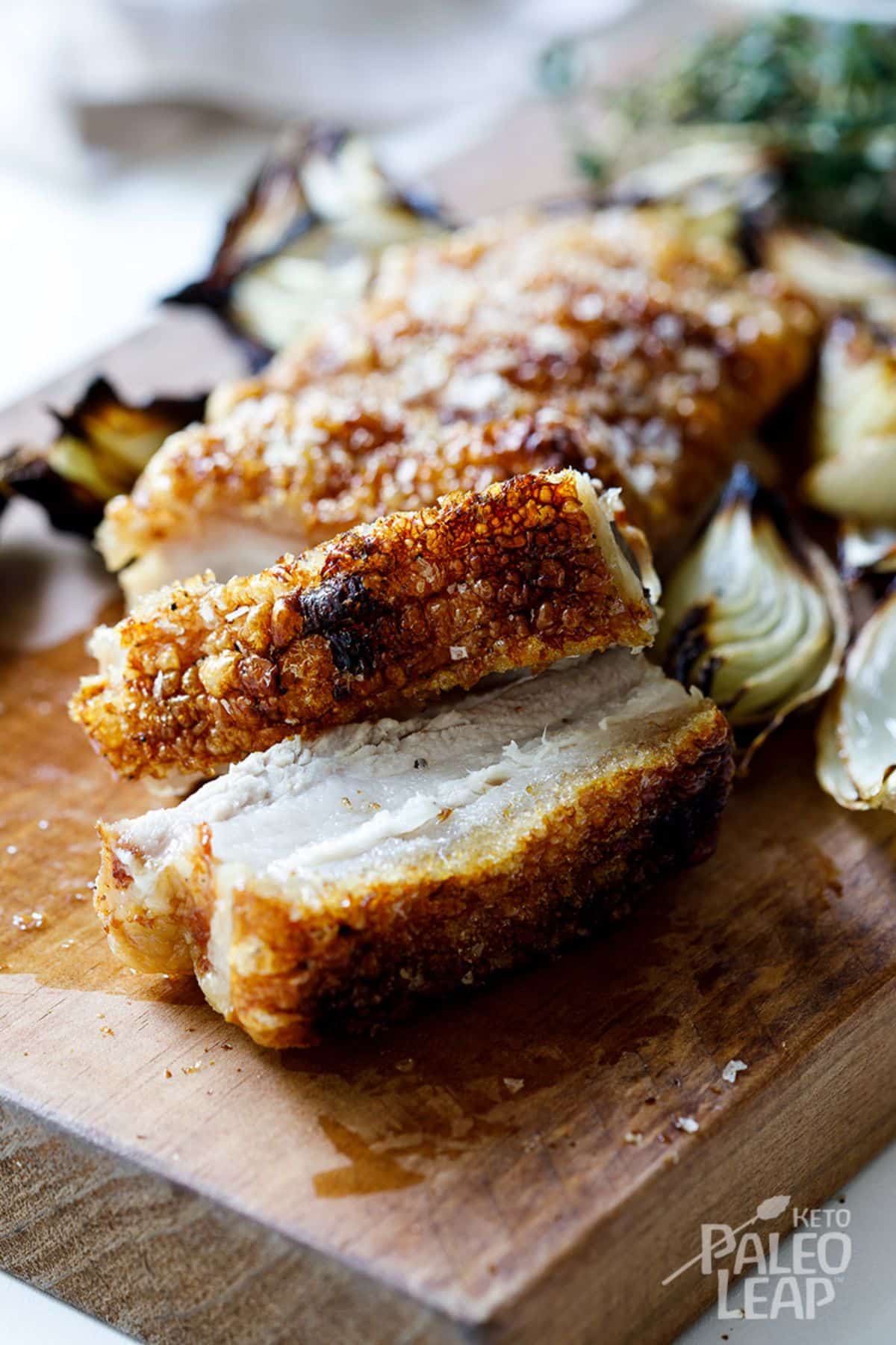 Salt and Pepper Pork Belly served