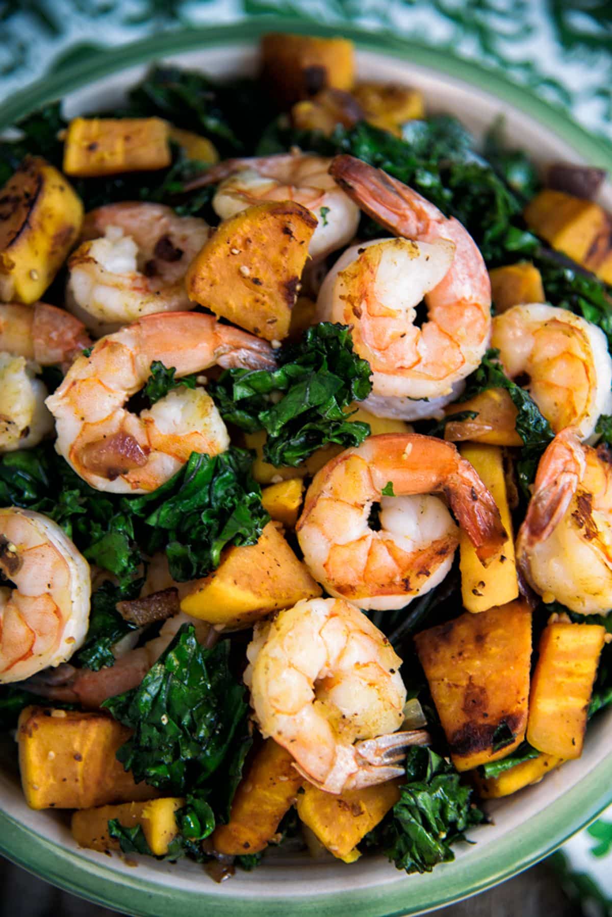 Shrimp, Sweet Potato And Kale Bowl