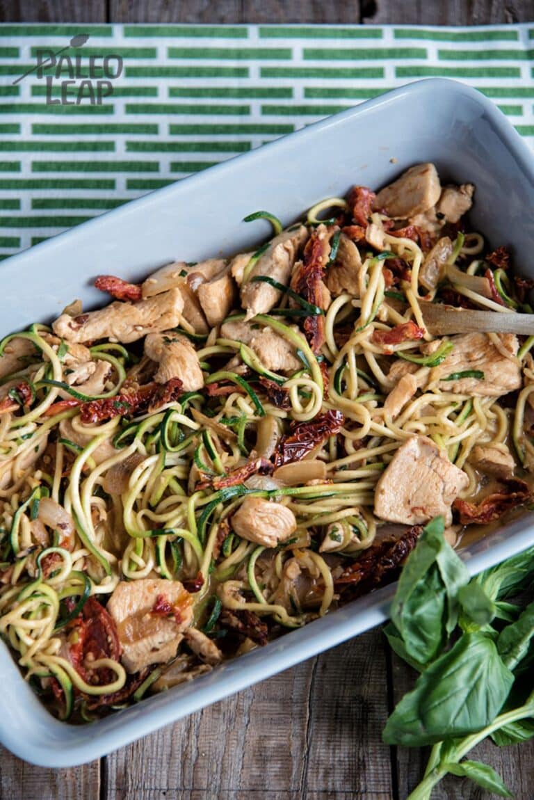 Creamy SunDried Tomato Chicken Zoodles Recipe Paleo Leap