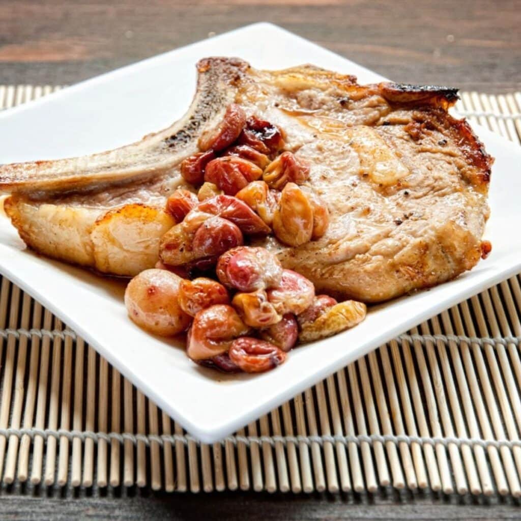 Roasted Veal Chops and Red Grapes Quick And Easy Paleo