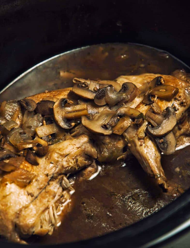 Slow Cooker Rabbit With Juniper Berries And Mushrooms