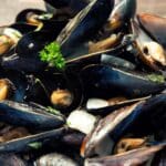 Garlic and White Wine Mussels served in a bowl