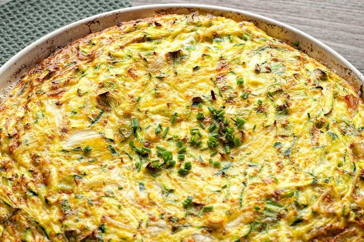 pan filled with Zucchini quiche