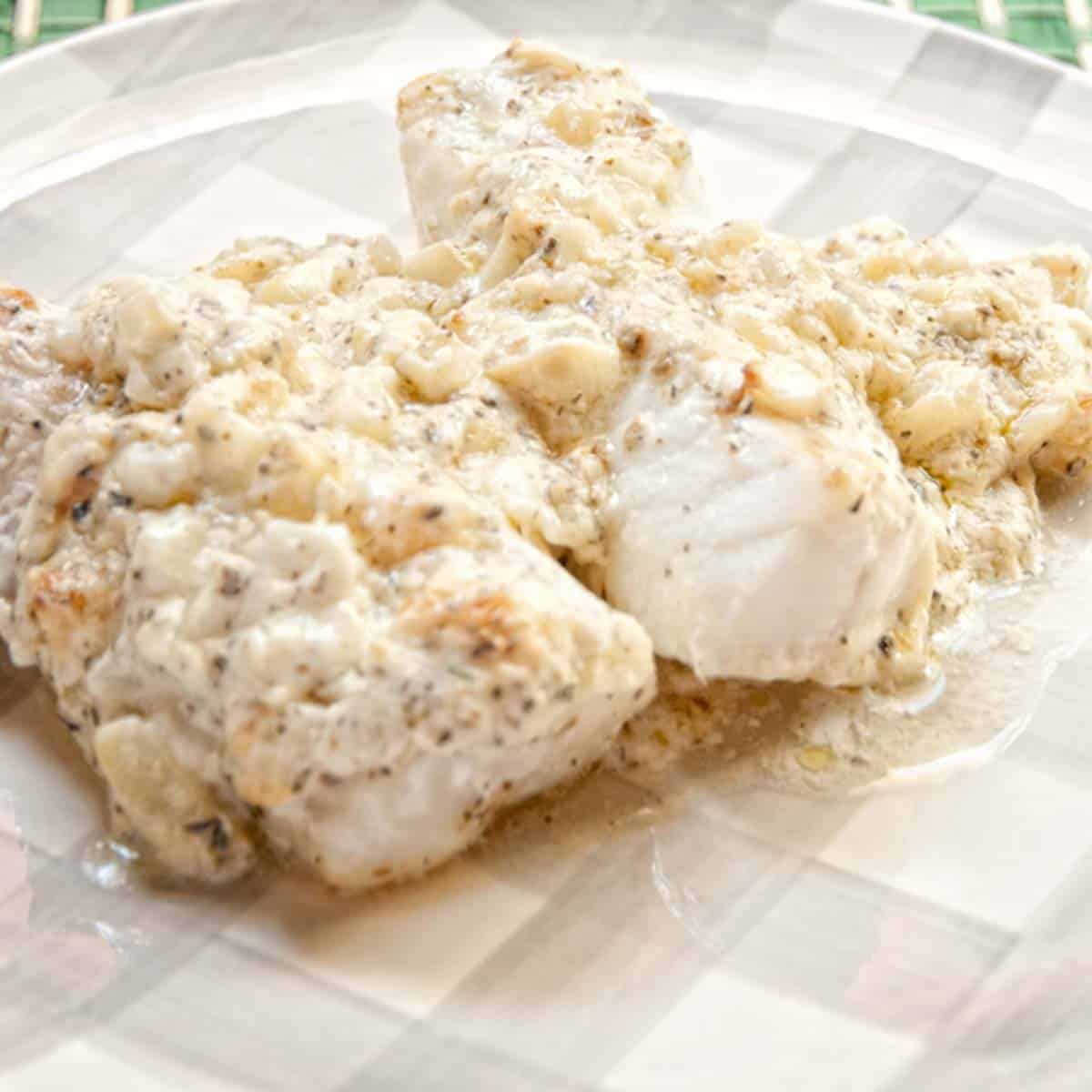 Baked cod with creamy dill sauce paleo leap