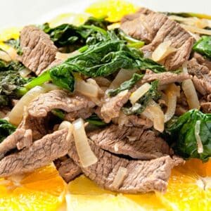 plate of Citrus beef salad stir-fry