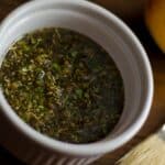 closeup of Greek lamb marinade in a ramekin