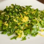 closeup of Gremolata on a white plate