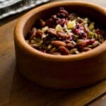 wood bowl filled with Trail mix you can make at home